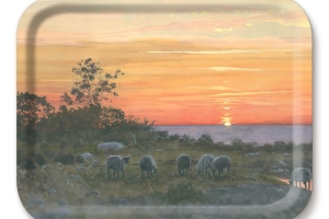 Bricka - Får i solnedgång